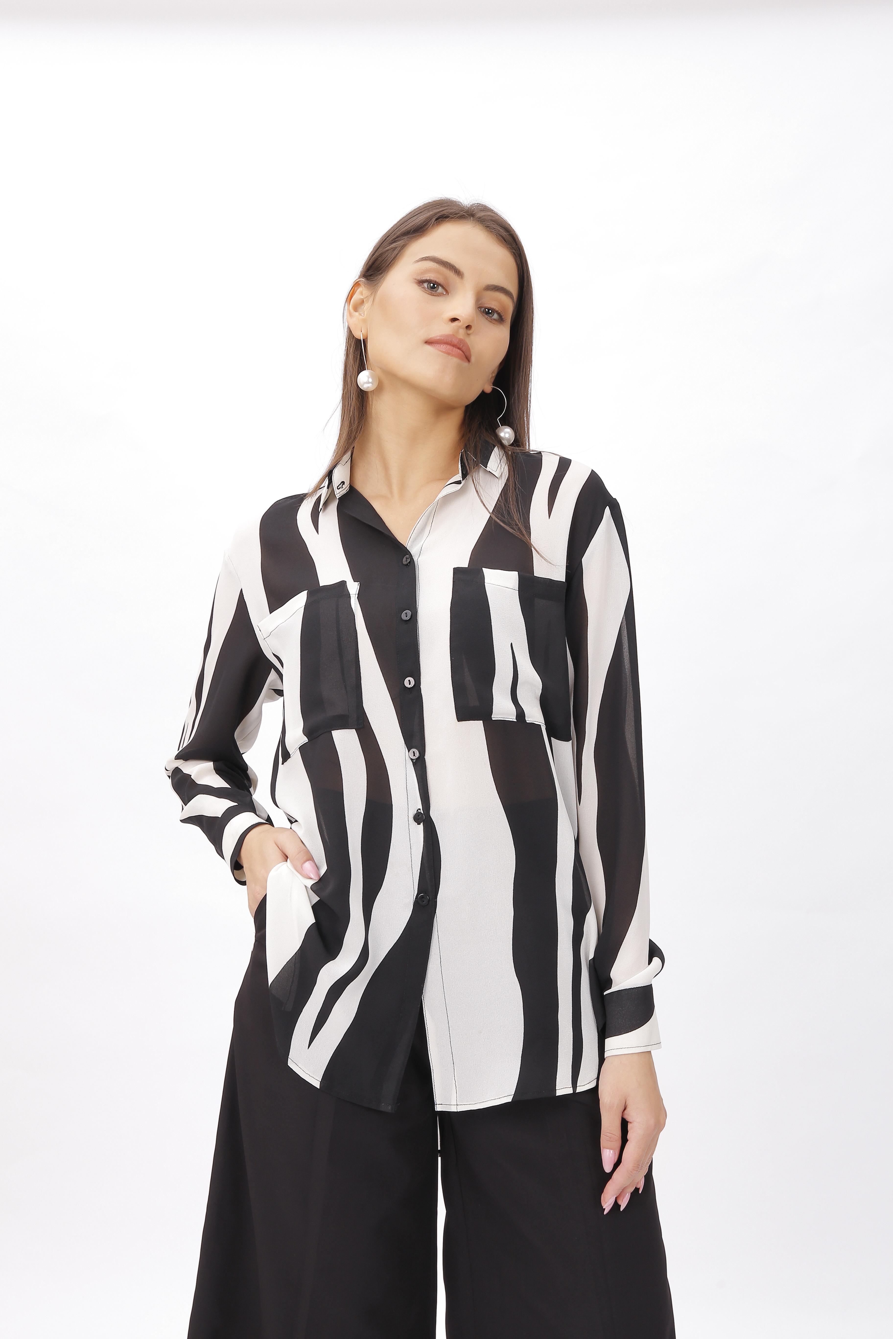 Lether Shirt mix Black-White