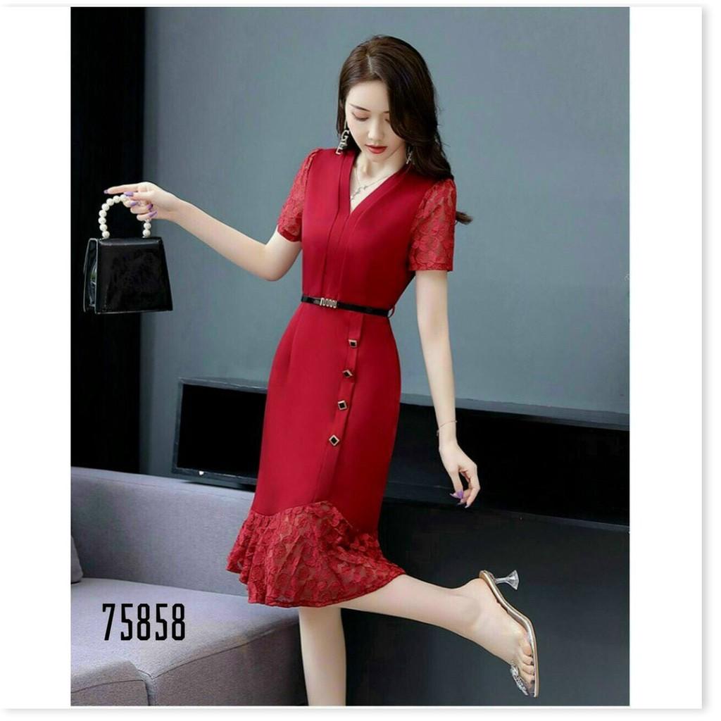 ĐẦM VOAN LỤA ÔM NỮ SIÊU XINH KÈM NỊT TÔN DÁNG CHO QUÝ CÔ THỜI TRANG LANO STORE
