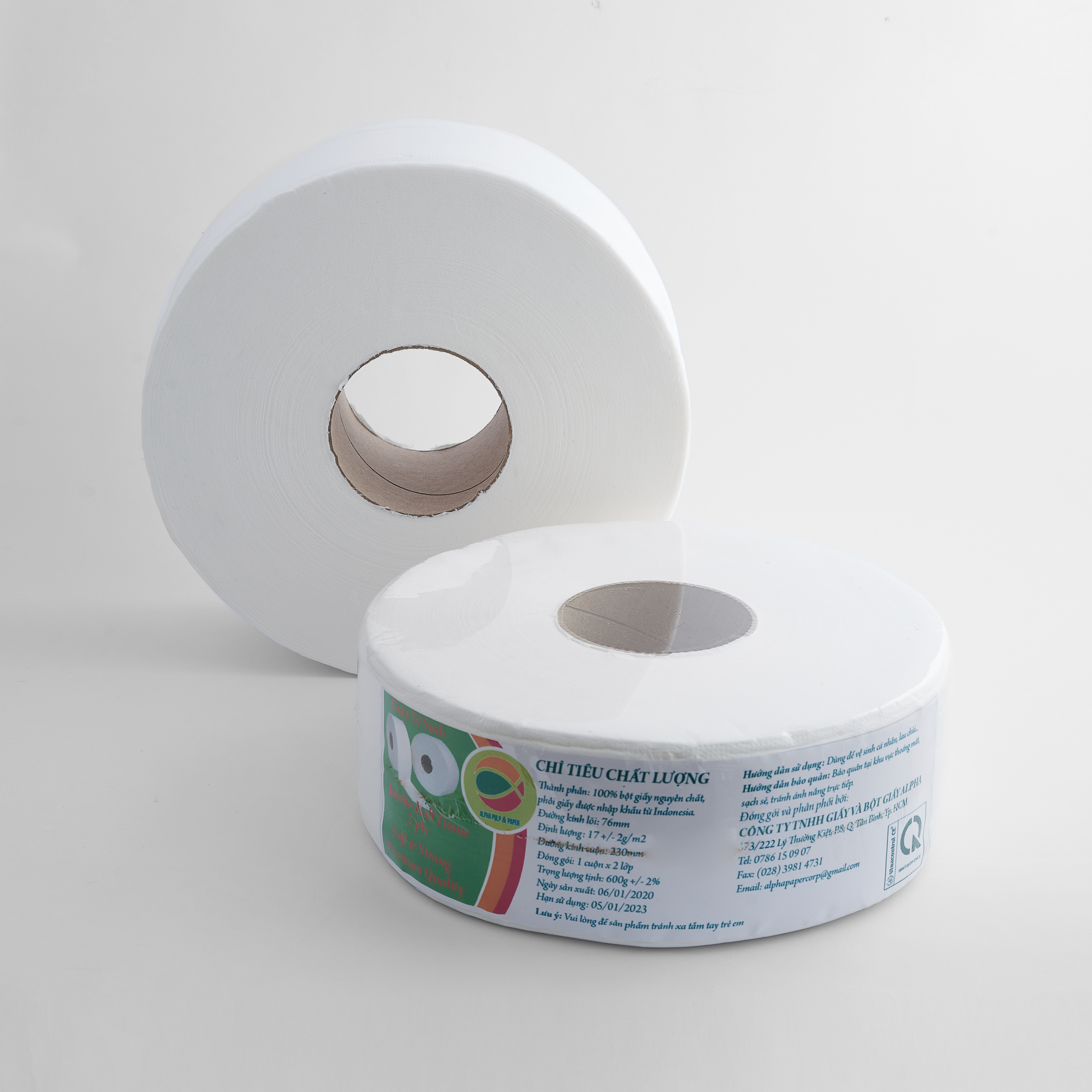 Giấy vệ sinh cuộn lớn ALPHA - 600g/cuộn