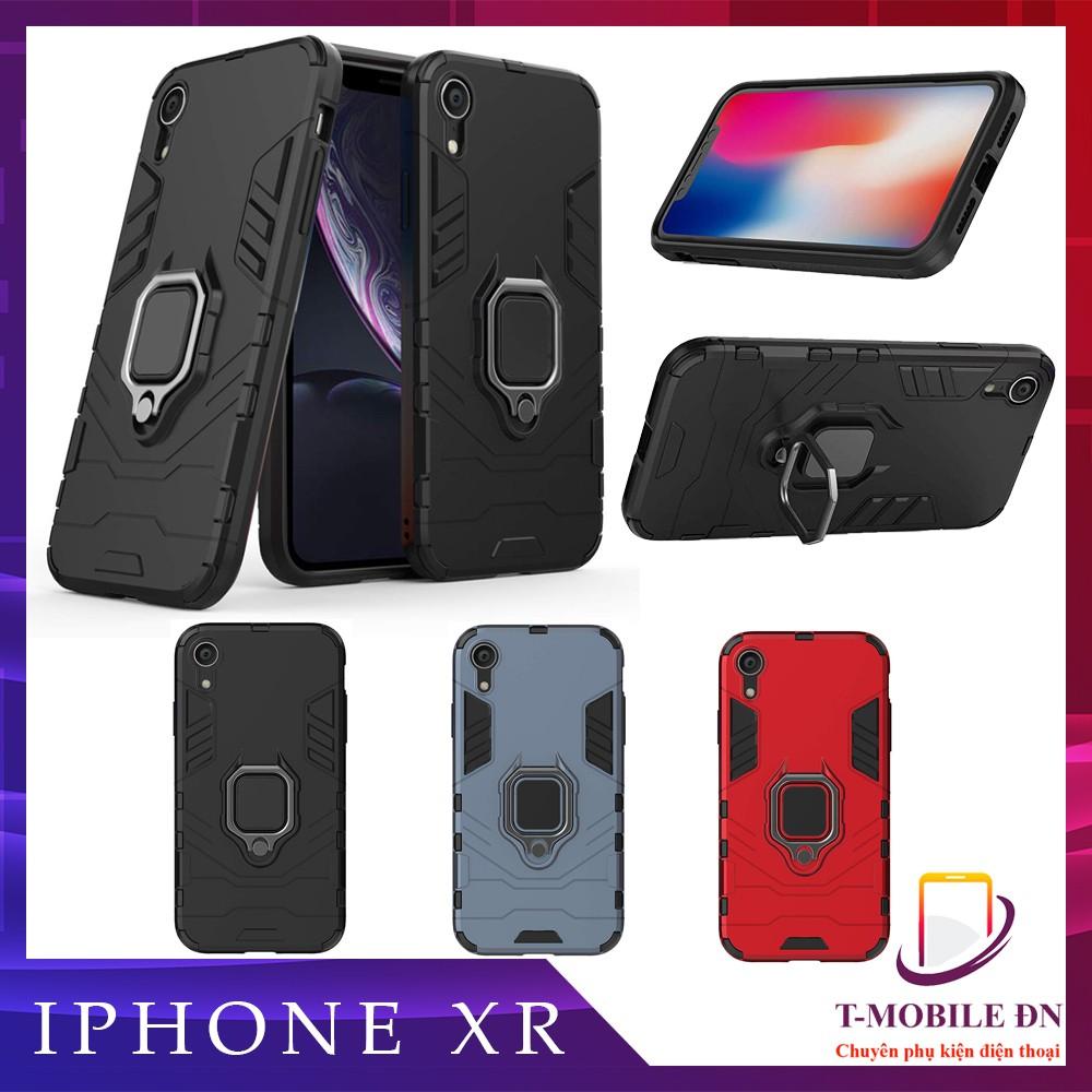 Ốp lưng cho iPhone XR iron man chống sốc kèm nhẫn xoay chống xem video bảo vệ camera