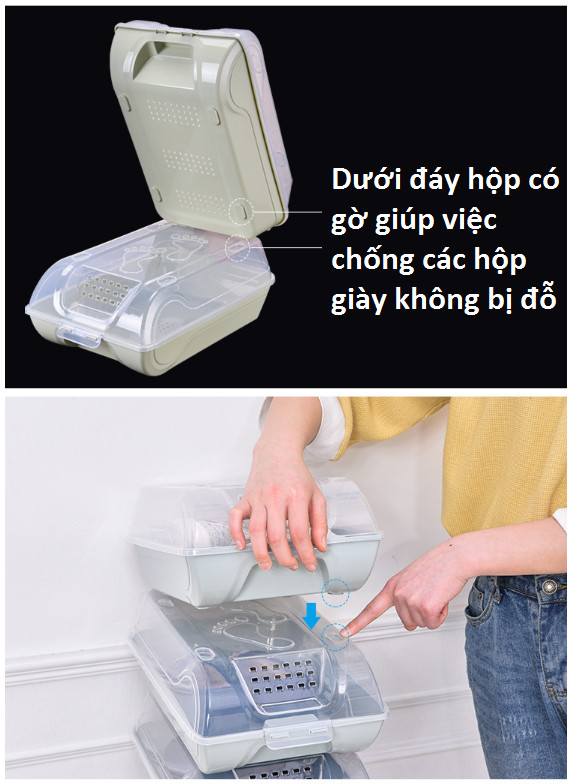 Combo 2 hộp đựng giày có nắp trong suốt (giao màu ngẫu nhiên)