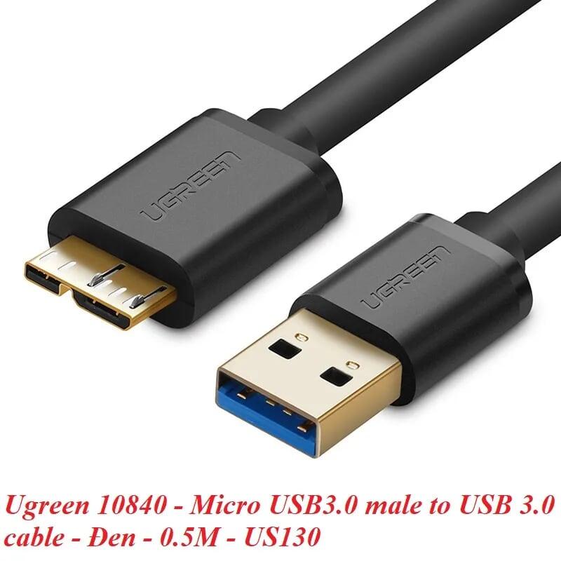 Ugreen UG10840US130TK 0.5M màu Đen Cáp USB 3.0 sang MICRO USB 3.0 cho ổ cứng - HÀNG CHÍNH HÃNG