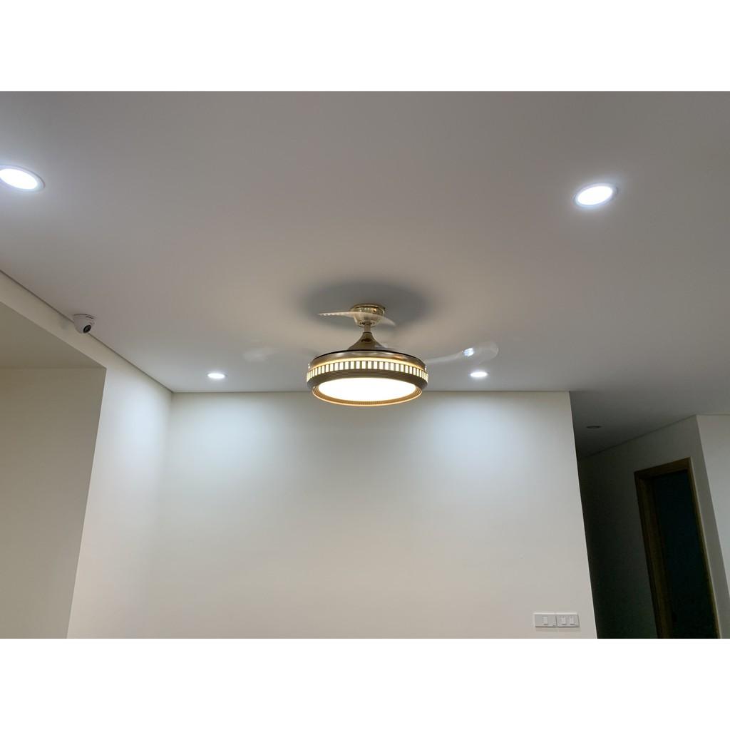 Quạt trần đèn trang trí, quạt trần dấu cánh G29-quạt tàng hình cánh cụp cánh xòe,quạt đèn cánh xếp, điều khiển từ xa