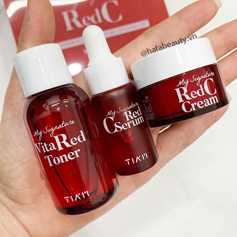 Nước Hoa Hồng Dưỡng Trắng, Se Khít Lỗ Chân Lông Tiam My Signature Vita Red Toner Minisize 40ml + Tặng Kèm 1 Sample Huxley ( Loại Ngẫu Nhiên)