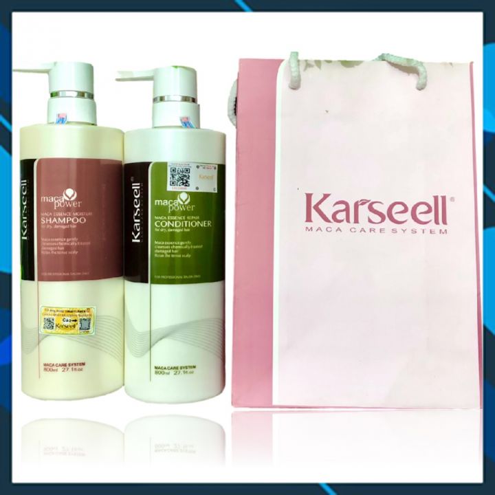 Bộ gội xả Karseell Maca siêu mềm mượt 800 ml