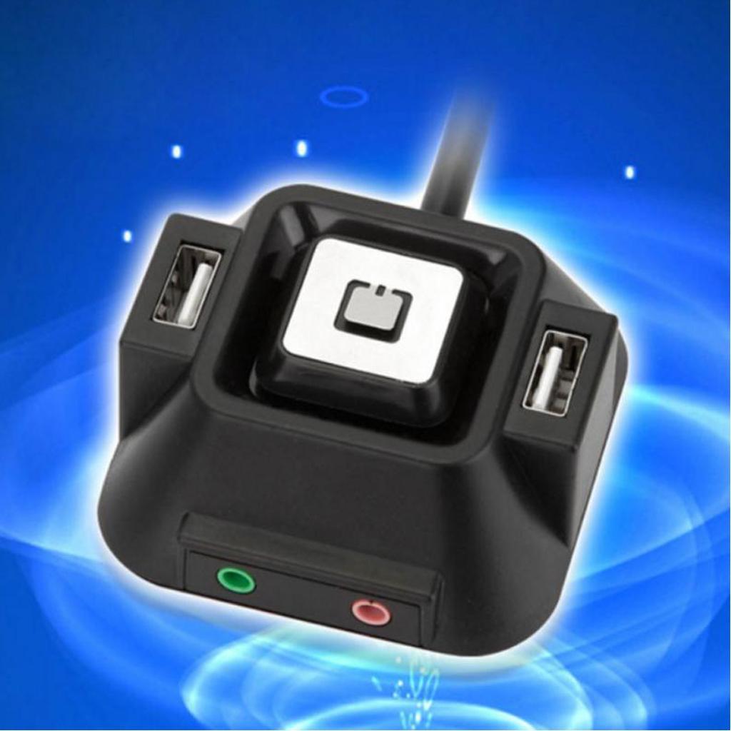 Desktop PC Case Switch Dual USB Ports Power Reset Button LED Lights Audio