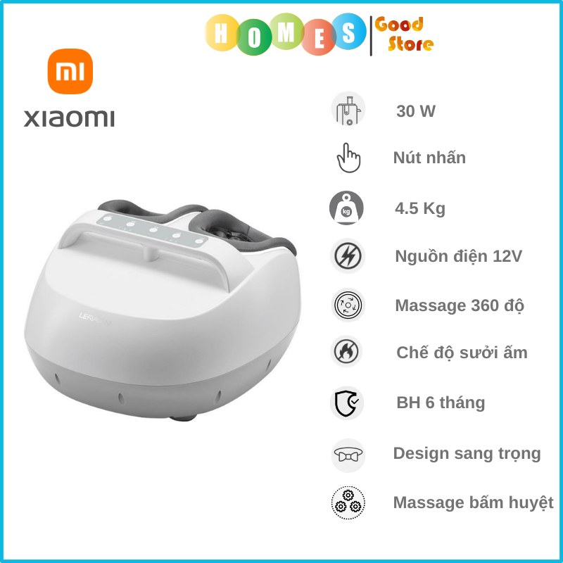 Máy Mát Xa Chân, Bấm Huyệt XIAOMI LERAVAN LJ-ZJ008 Sưởi Ấm, Massage 360 Độ - Hàng Chính Hãng