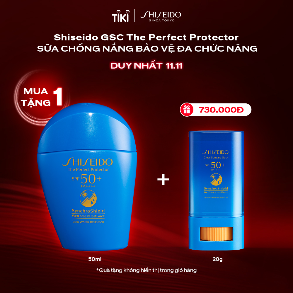 [Mua 1 tặng 1] MUA Sữa chống nắng Shiseido GSC Perfect Protector 50ml TẶNG Chống nắng dạng thỏi Shiseido GSC Clear Suncare Stick SPF50+ 20G