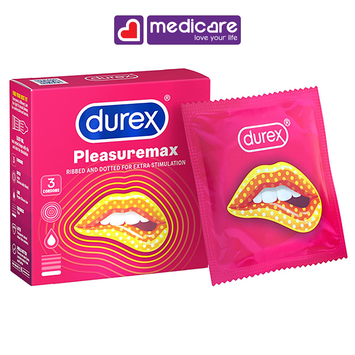 0092330 DUREX Bao Cao Su Pleasuremax Hộp 3 cái