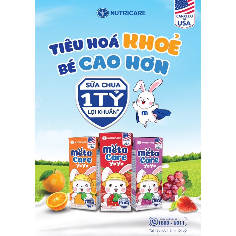 Thùng sữa chua uống Metacare Yoyo hương cam 180ml (48 hộp x 180ml)