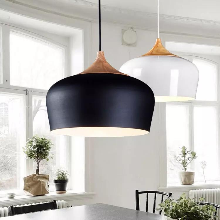 Đèn thả D280, đui giả gỗ màu đen màu trắng AHN-08
