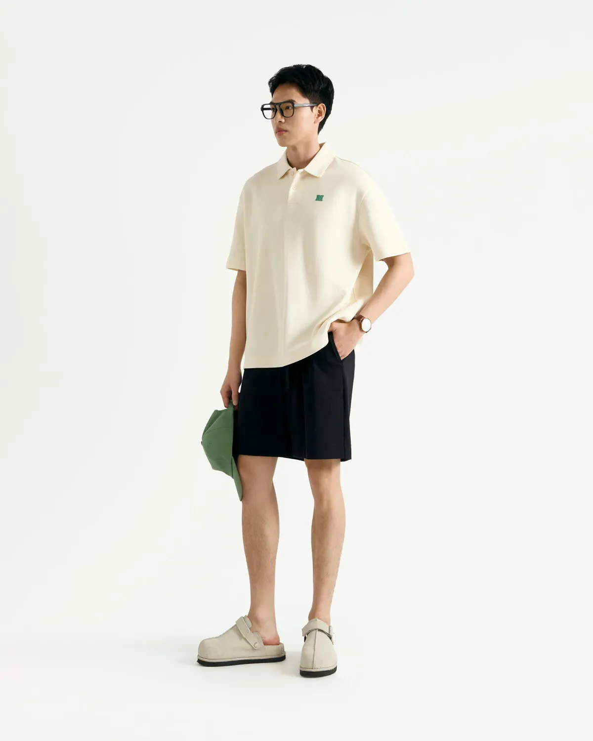 Áo polo nam phối patch Form Loose - RT 10S25POL020 | ROUTINE CÀ MAU
