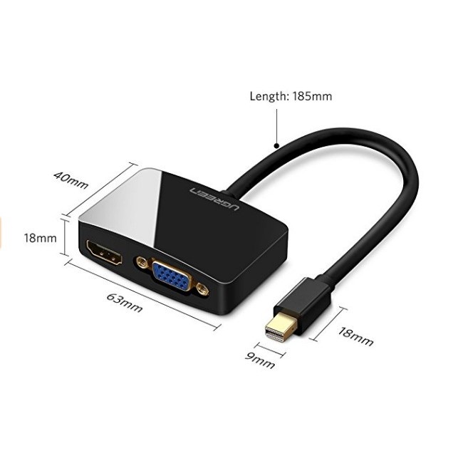 Bộ chuyển đổi có chipset mini DisplayPort sang VGA + HDMI Ugreen ( 10439) hàng chính hãng