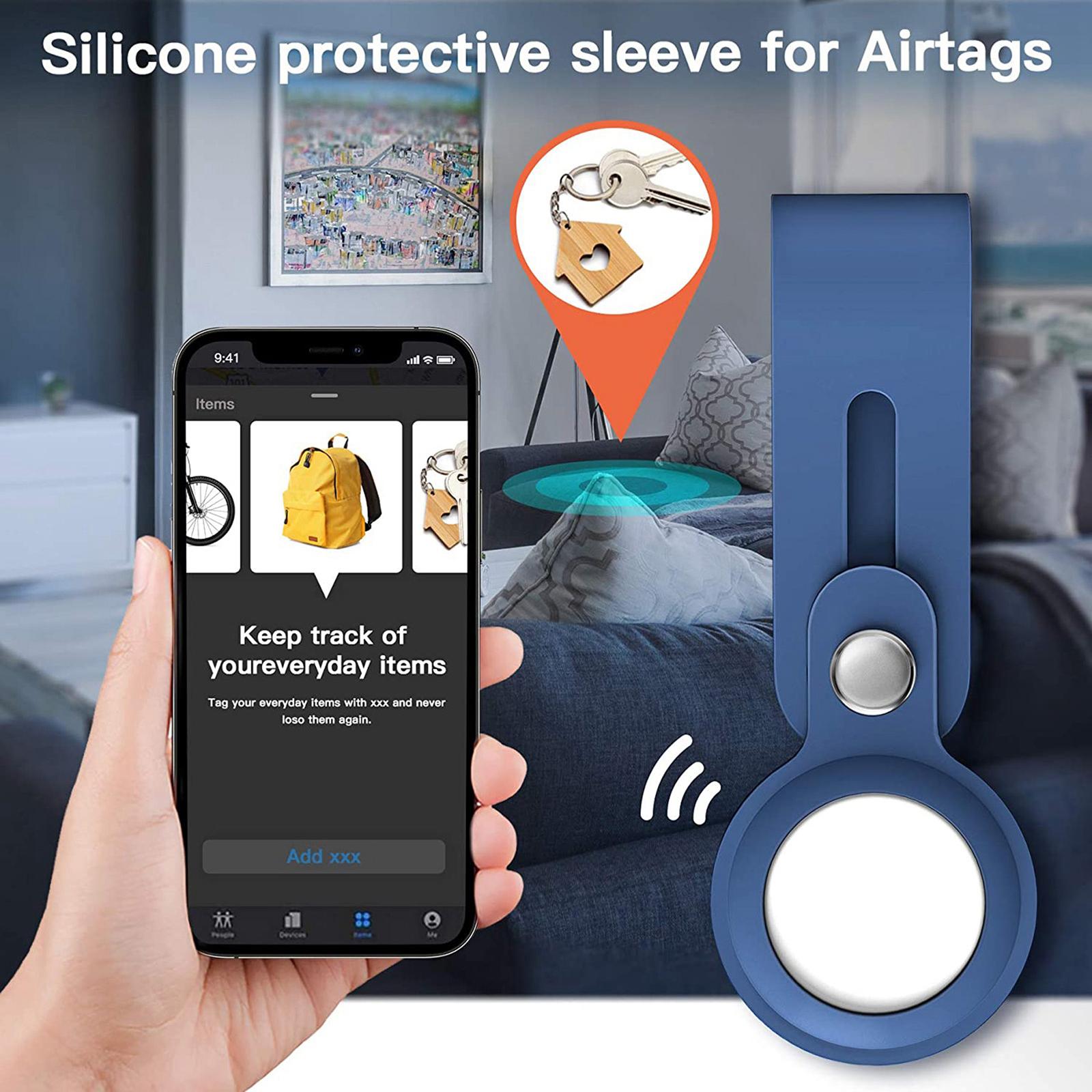 Soft Silicone Case Compatible with AirTags, Silicone Protective Cover for AirTag Keychain Holder Tracker Finder