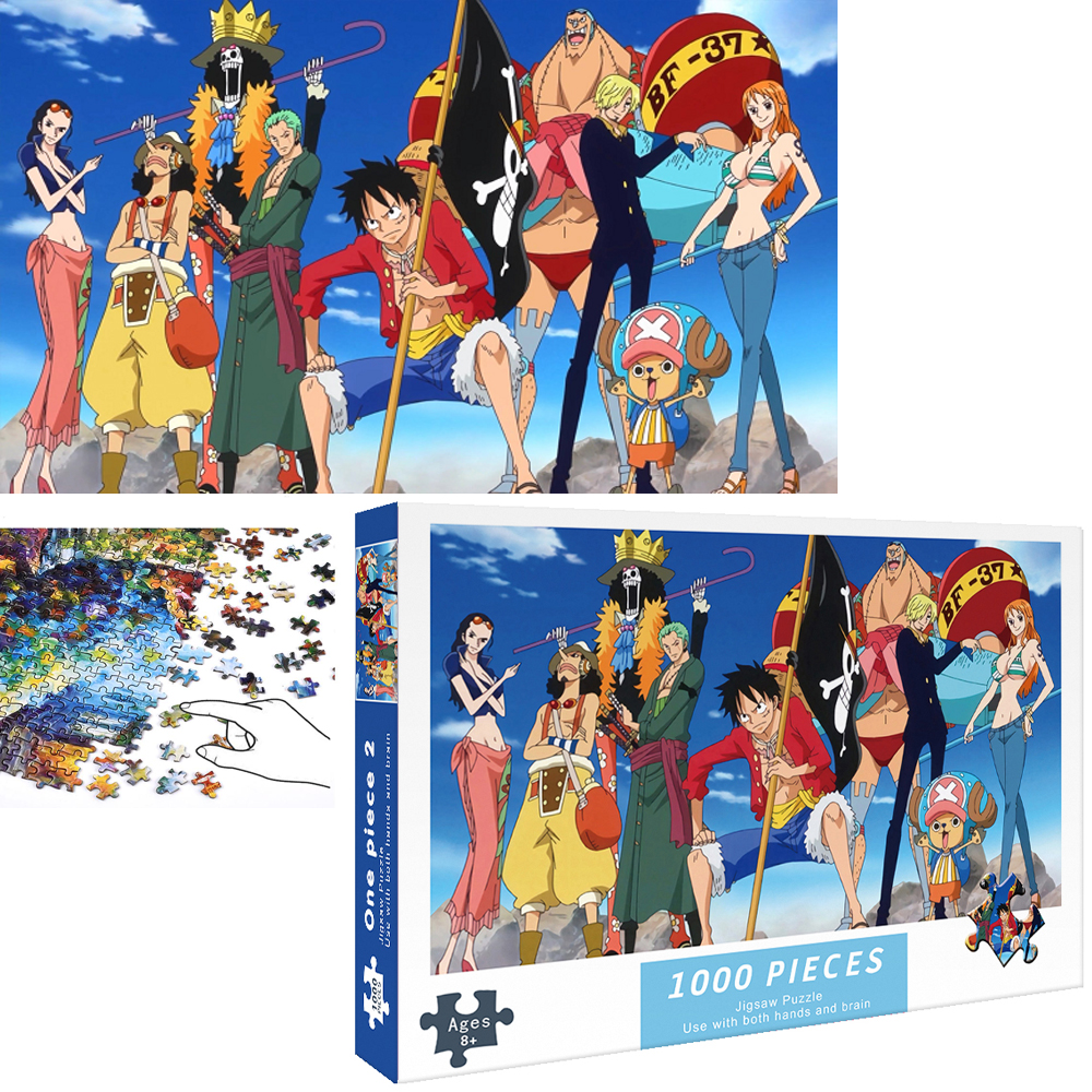 Bộ Tranh Ghép Xếp Hình 1000 Pcs Jigsaw Puzzle One Piece 9 Thành Viên Nhóm Hải Tặc Mũ Rơm Bản Đẹp Cao Cấp