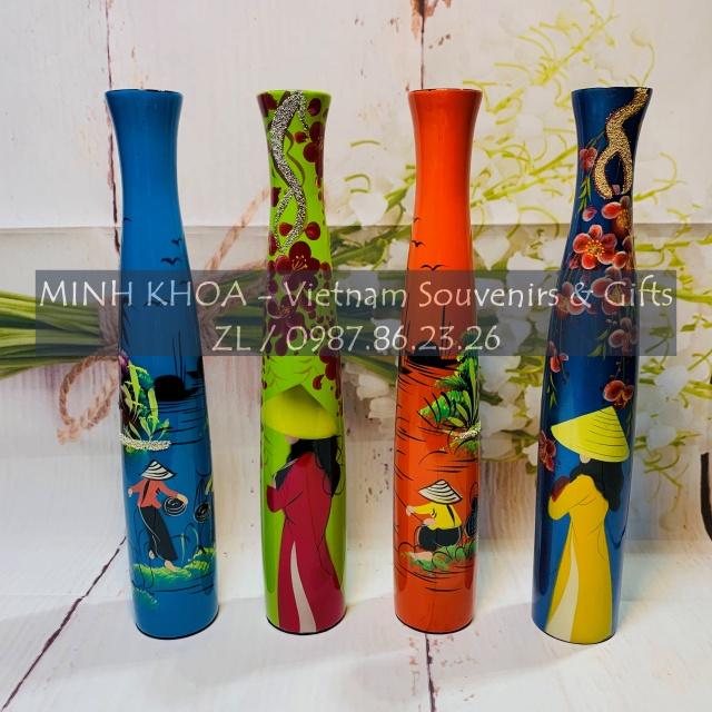 Lọ Hoa Chai Sơn Mài Hoa Đào 30 Cm - Vietnamese Lacquer Vase