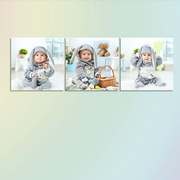 Bộ 3 Tranh Canvas Không Viền Trang Trí "Bé Và Đồ Chơi" W490