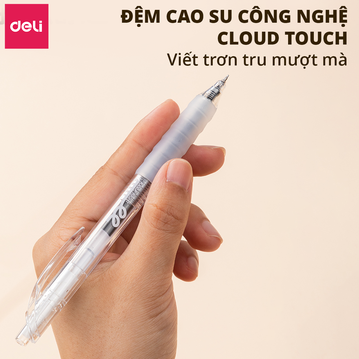 Bút Bi Nước Mực Gel Bấm Deli 0.5mm Đệm Tay Siêu Êm Ái Xinh Xắn Nhanh Khô Viết Đều Trơn Tru Nhiều Mực Có Ngòi Thay Thế