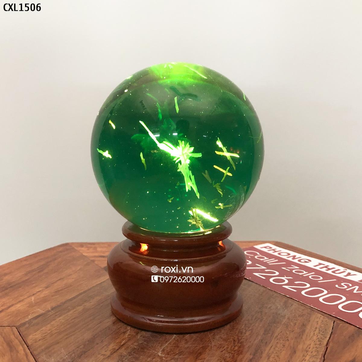 Quả Cầu Obsidian xanh lục 1,1kg - 9,4cm + Đế đèn