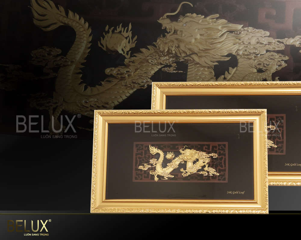 Tranh Rồng dát vàng 24k kích thước 73x44cm