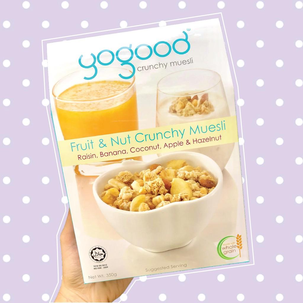 Ngũ Cốc Nguyên Hạt Sấy Giòn Trái Cây và Các Loại Hạt Yogood - Fruit & Nut Crunchy Muesli Hộp 350g
