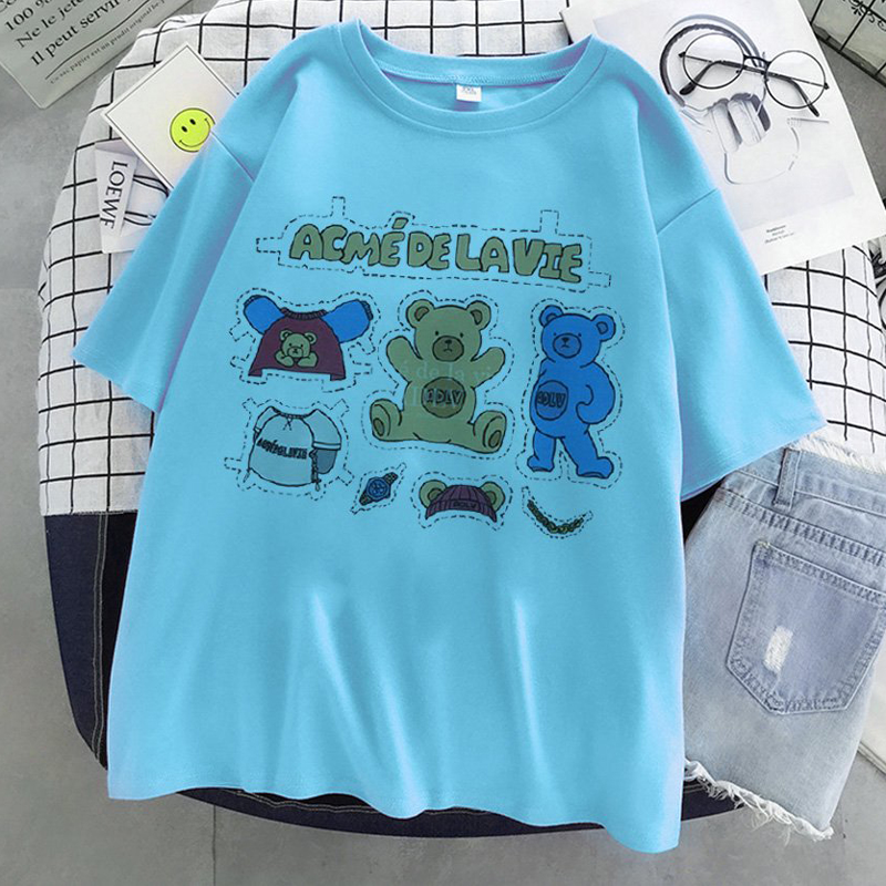 Áo Thun Nữ Tay Lỡ Unisex In Hoạt Hình Gấu ACME DE LA VIE