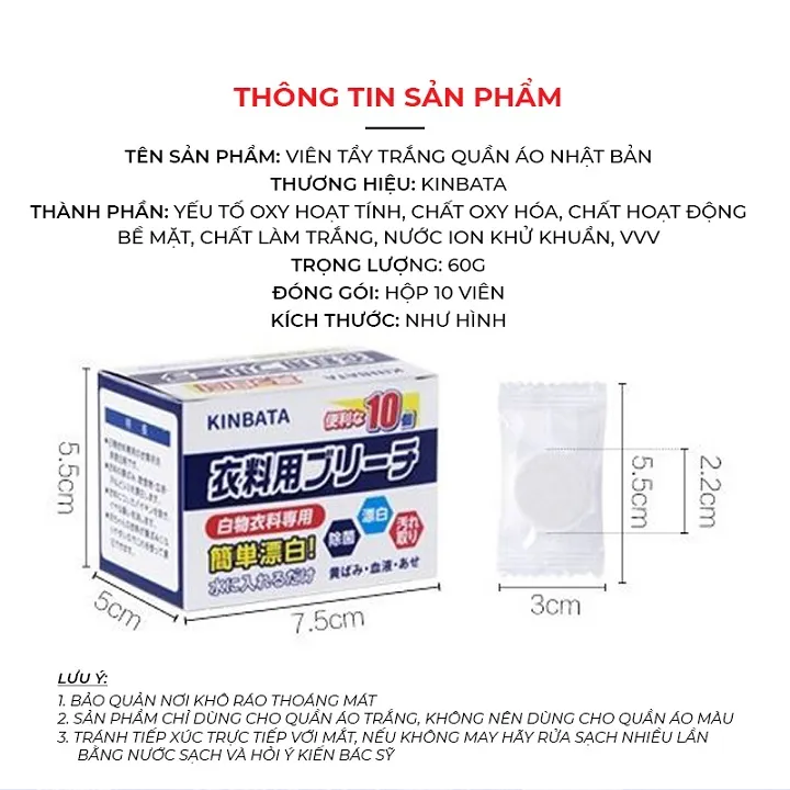 HỘP 10 VIÊN TẨY TRẮNG QUẦN ÁO BẨN SIÊU CHẤT LƯỢNG