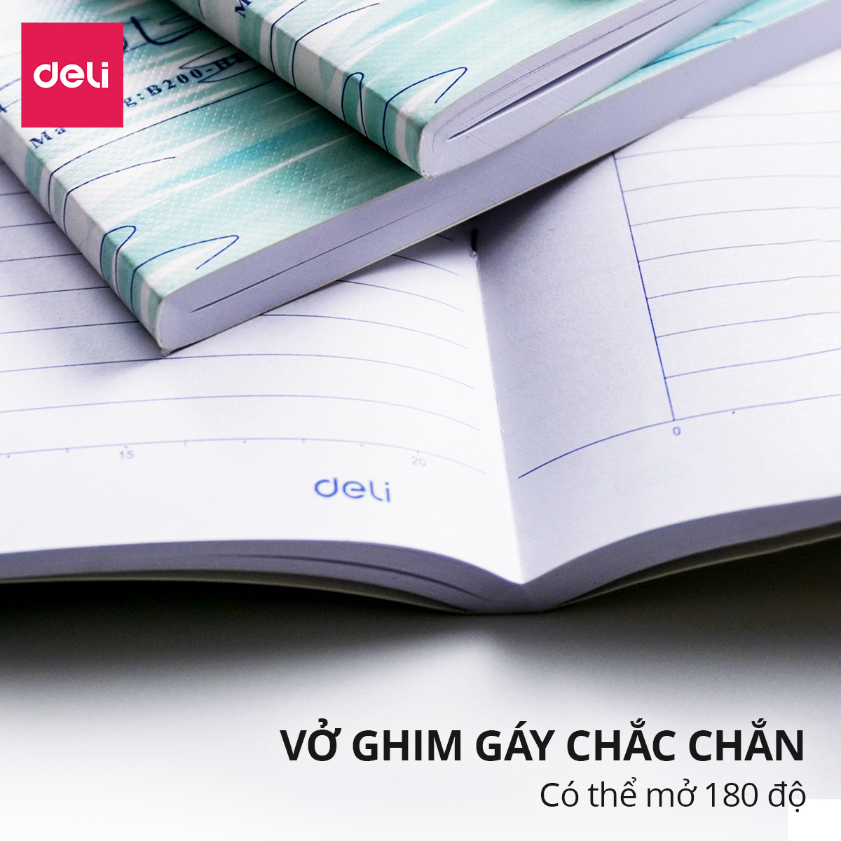 Tập Vở Kẻ Ngang 200 Trang Ghim Gáy Deli Giấy Khổ B5 Định Lượng 70gms - Vở Ghi Chép Dành Cho Học Sinh Sinh Viên