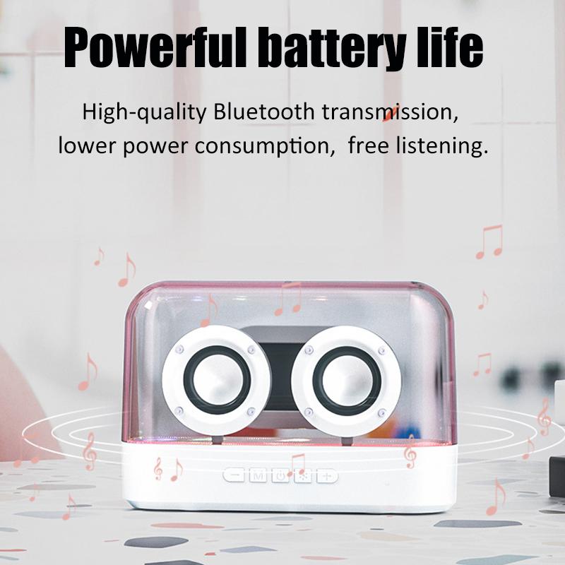 Di động Bluetooth 5.2 Loa không dây loa Hifi Radio RGB Máy nghe nhạc MP3 trong suốt với Mic/Night Light Hỗ trợ TWS/TF/AUX Color: White