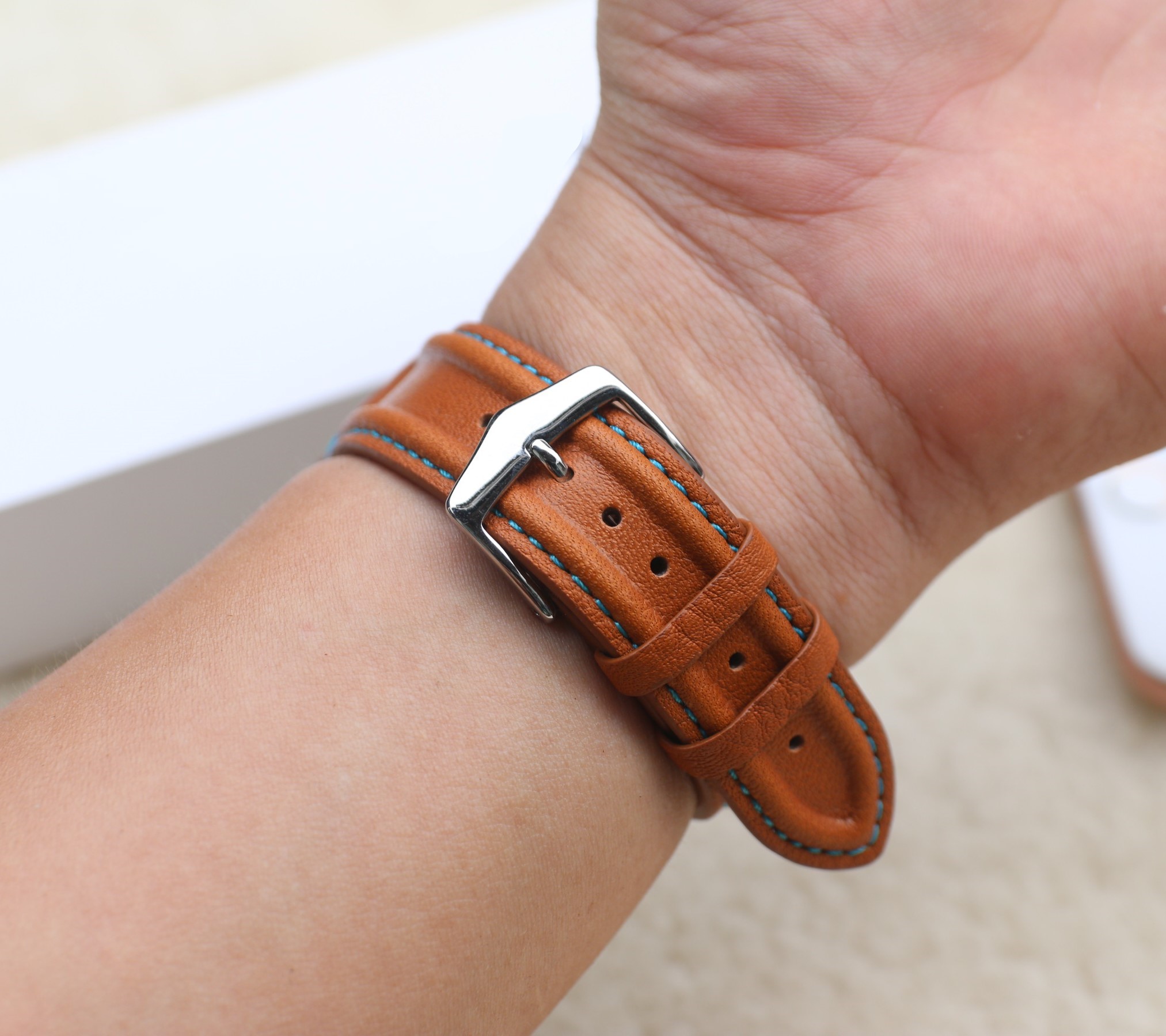 Dây Da Thay Thế Dành Cho Apple Watch Da Bò Sáp Phong Cách Gân Đọc Đáo Khóa Thép 316L Dành Cho Series SE 7| 6 | 5 | 4 | 3 | 2 | 1