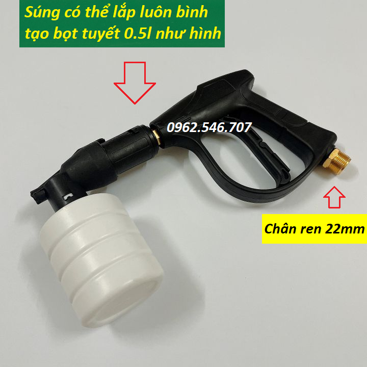 Súng xịt - súng rửa xe áp lực cao mini cho máy xịt rửa áp lực cao (Ren ngoài 22mm)