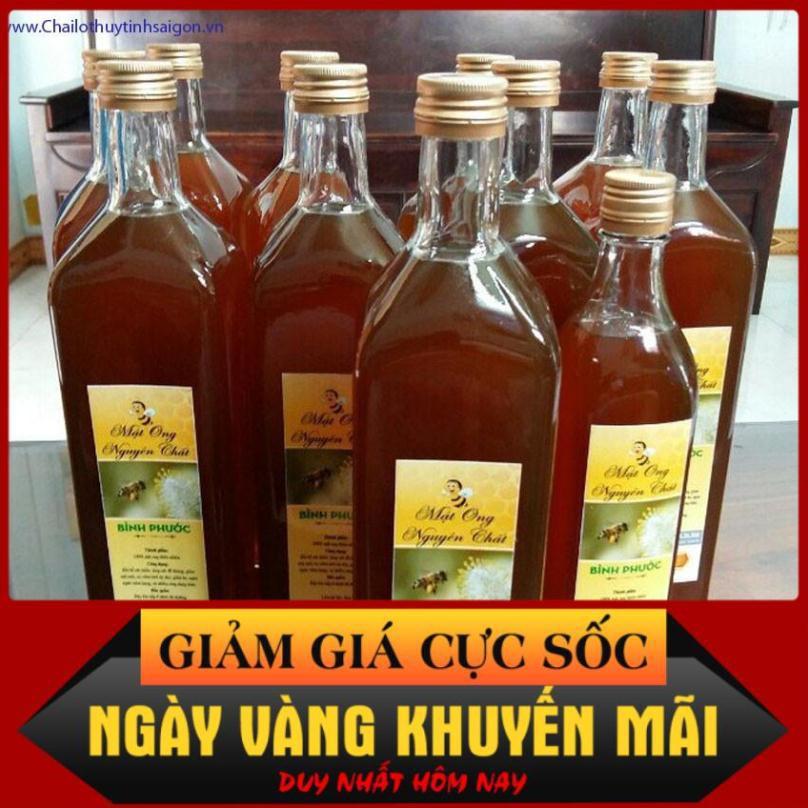 Chai thủy tinh vuông 1 lít nắp nhôm