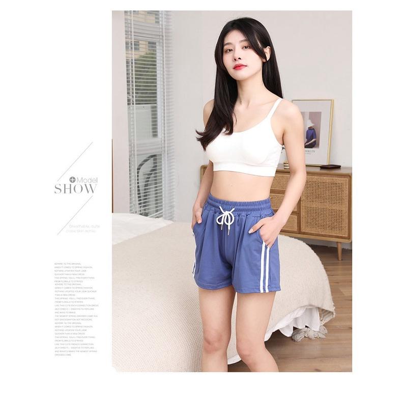 Quần Short Đùi Nữ Chạy 2 Sọc Cạp Chun Dây Rút 4 Màu Cá Tính