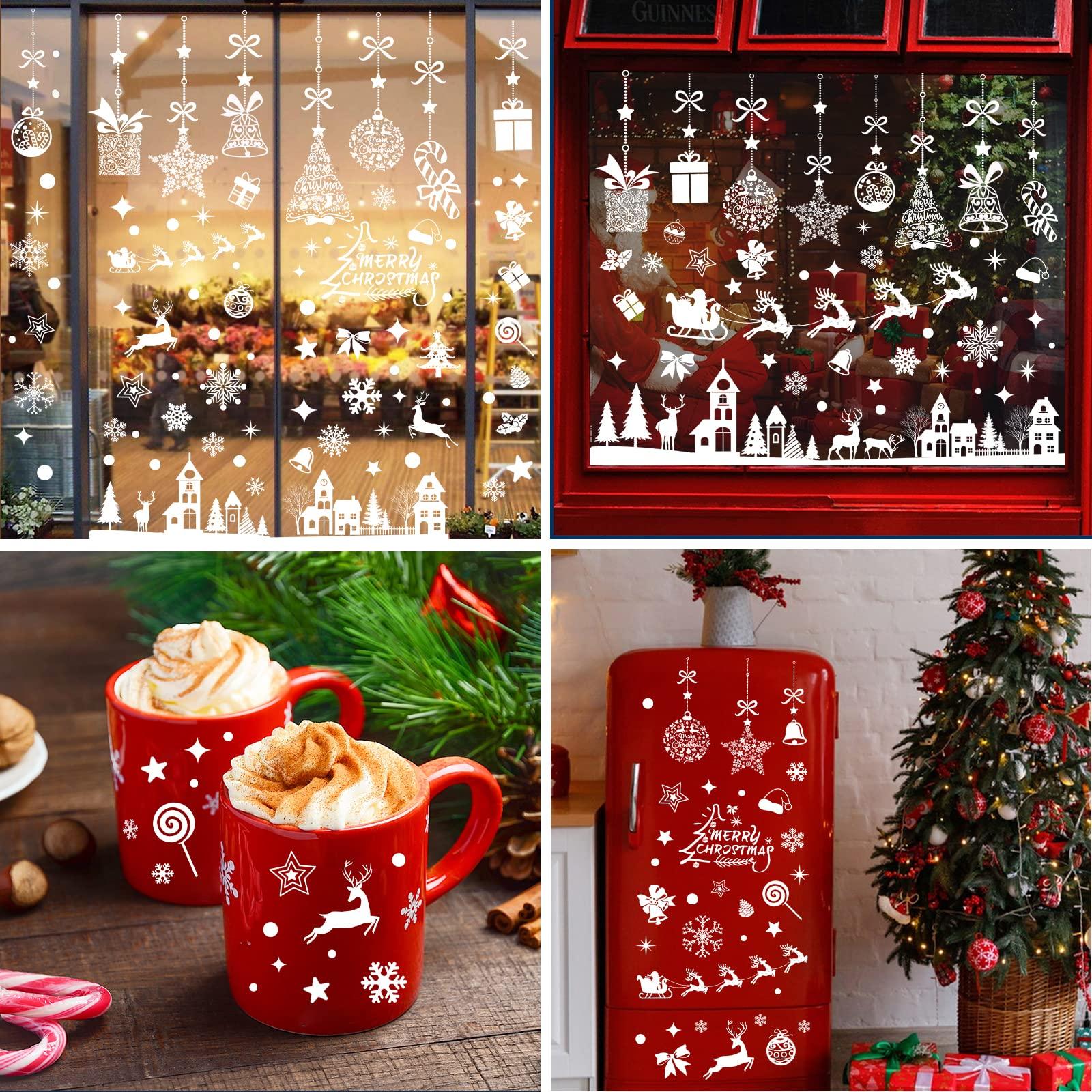 Hình ảnh cửa sổ tự sinh Giáng sinh, trang trí cửa sổ trắng có thể tái sử dụng Giáng sinh, trang trí cửa sổ của PVC Snowflakes