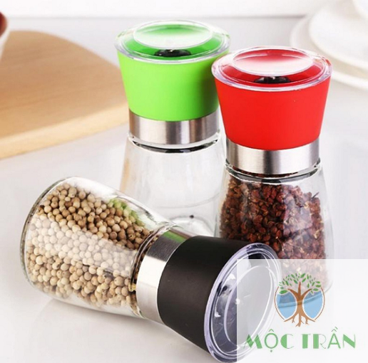 DỤNG CỤ XAY TIÊU CẦM TAY 2IN1, LỌ THỦY TINH Lọ xay tiêu cầm tay nhỏ gọn tiện dụng.