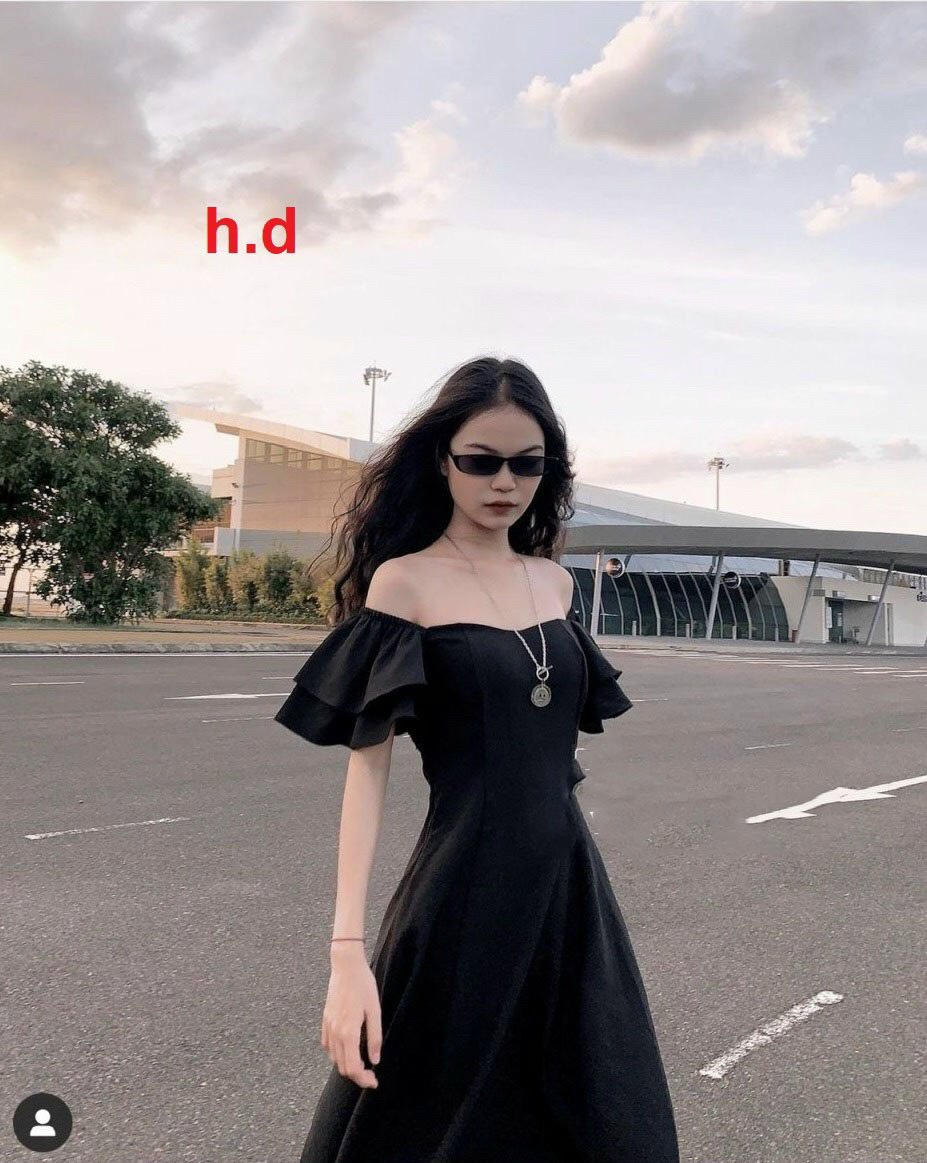 Váy Bệt Vai nữ 2 lớp dáng xòe tôn dáng