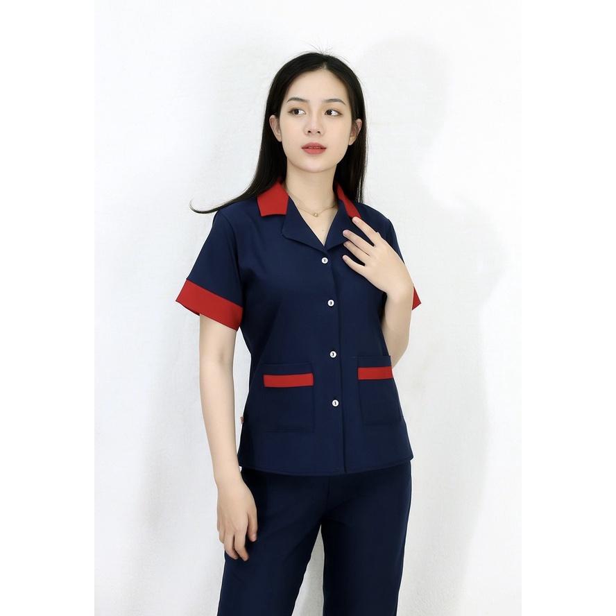 Bộ đồ bộ Pijama XANH ĐEN PHA CỔ ĐỎ CỰC XINH vải siêu lụa - Thoải Mái Nhẹ Nhàng co giãn nhẹ