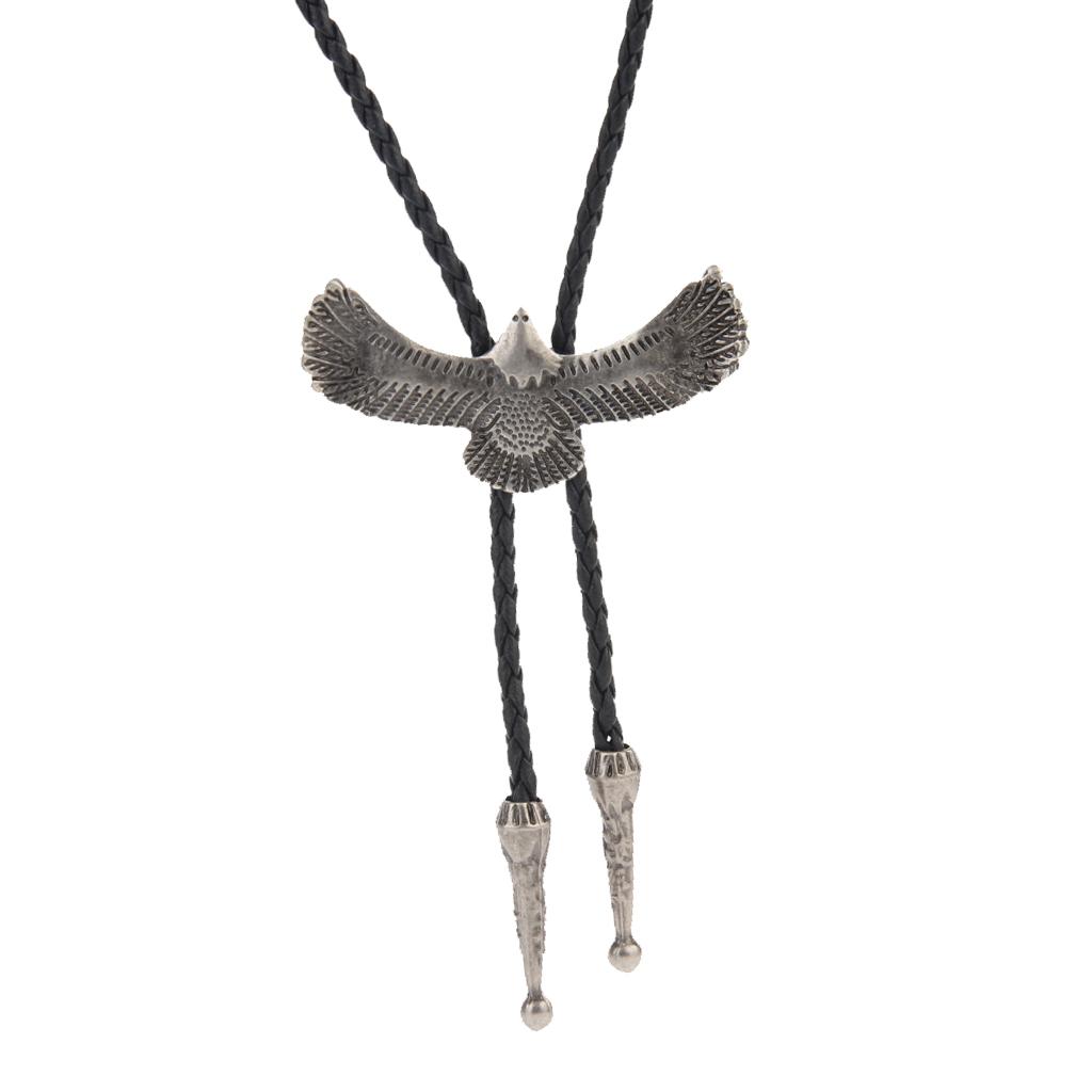 Adult Men Antique Style Alloy Metal Eagle Pendant Bolo Tie Necktie Necklace