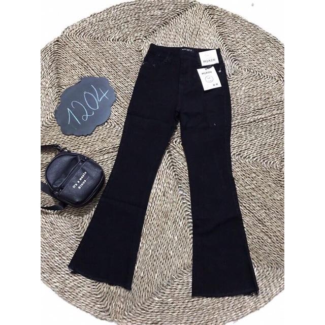 Quần Jeans loe đen lai tua hàng