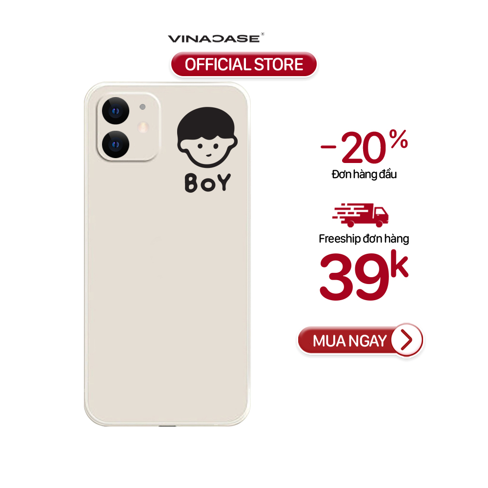Ốp lưng Vina Case Iphone 6G/6S/7+/8G/X/Xr/Xs Max/11/11 Pro/12/12 Pro Max/13 Pro/...Silicone TPU dẻo viền vuông bảo vệ camera hình Boy and girl