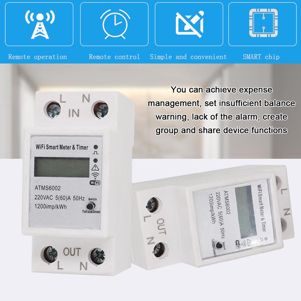 Tuya WiFi Intelligent Electric Meter Intelligent Energy Meter Timer Home Electric Meter Mobilephone APP Remotes Control No Need Manual Meter Reading Intelligent Home Electric Meter