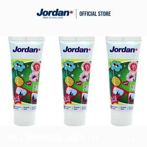 Combo 3 Kem đánh răng cho trẻ em 6-12 tuổi vị nho Jordan Step 2, 75g/tuýp