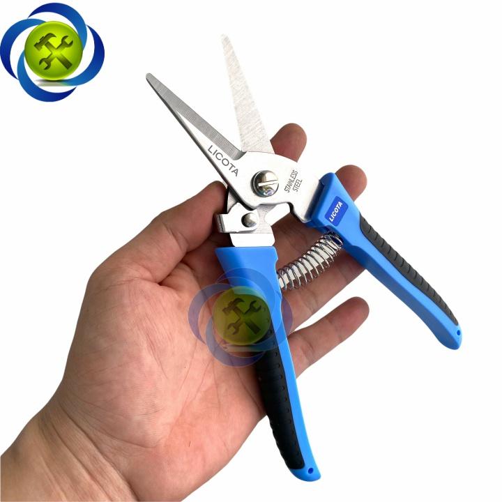 Kéo cắt cành mũi nhọn Licota TGP-00248 loai 8 inch dài 200mm màu xanh - đen