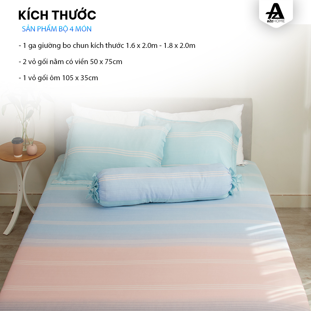 Bộ Ga Trải Giường 4 Món Classic Stripes Mềm Mại, 100% Tencel Cao Cấp A2Z Home