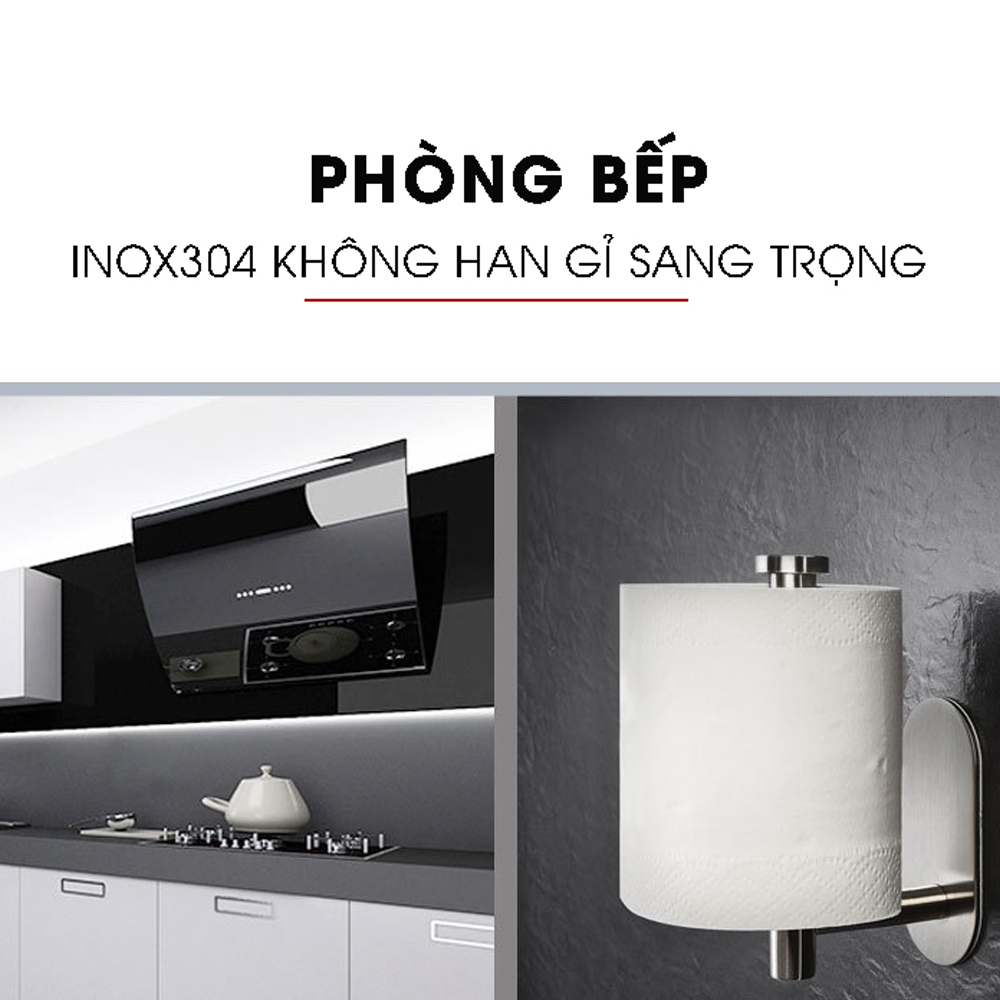 Móc treo cuộn giấy vệ sinh dán tường không cần khoan, Inox Sus 304, phụ kiện nhà tắm MIHOCO 814