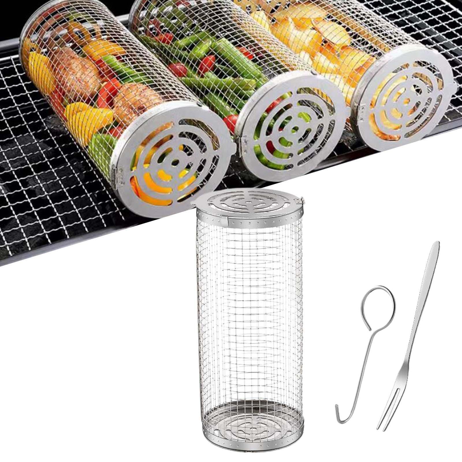 Rolling Grill Basket Easy Clean Grill Grate for Peanut Beans small