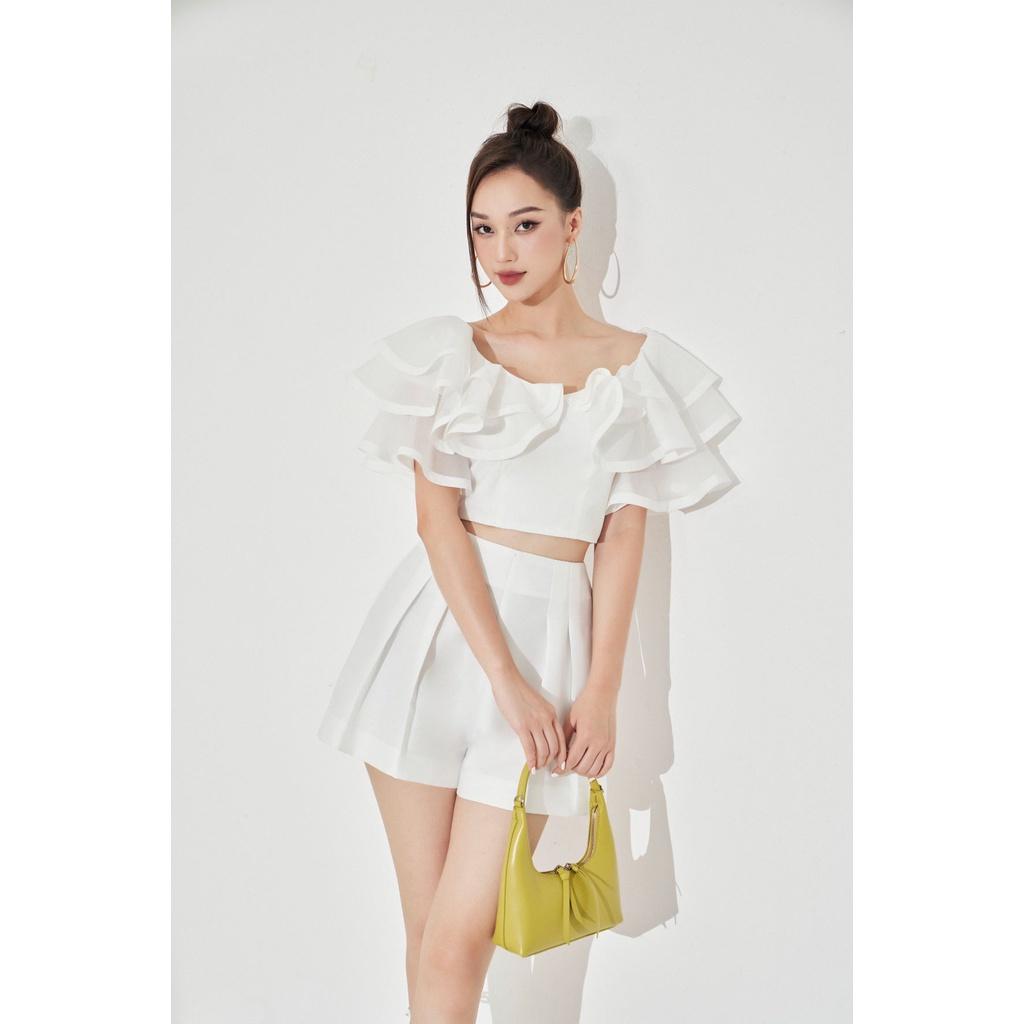 MOLLYNISTA - Áo Oria organza 2 tầng bèo quyến rũ nữ tính thiết kế cao cấp đi chơi đi tiệc gợi cảm