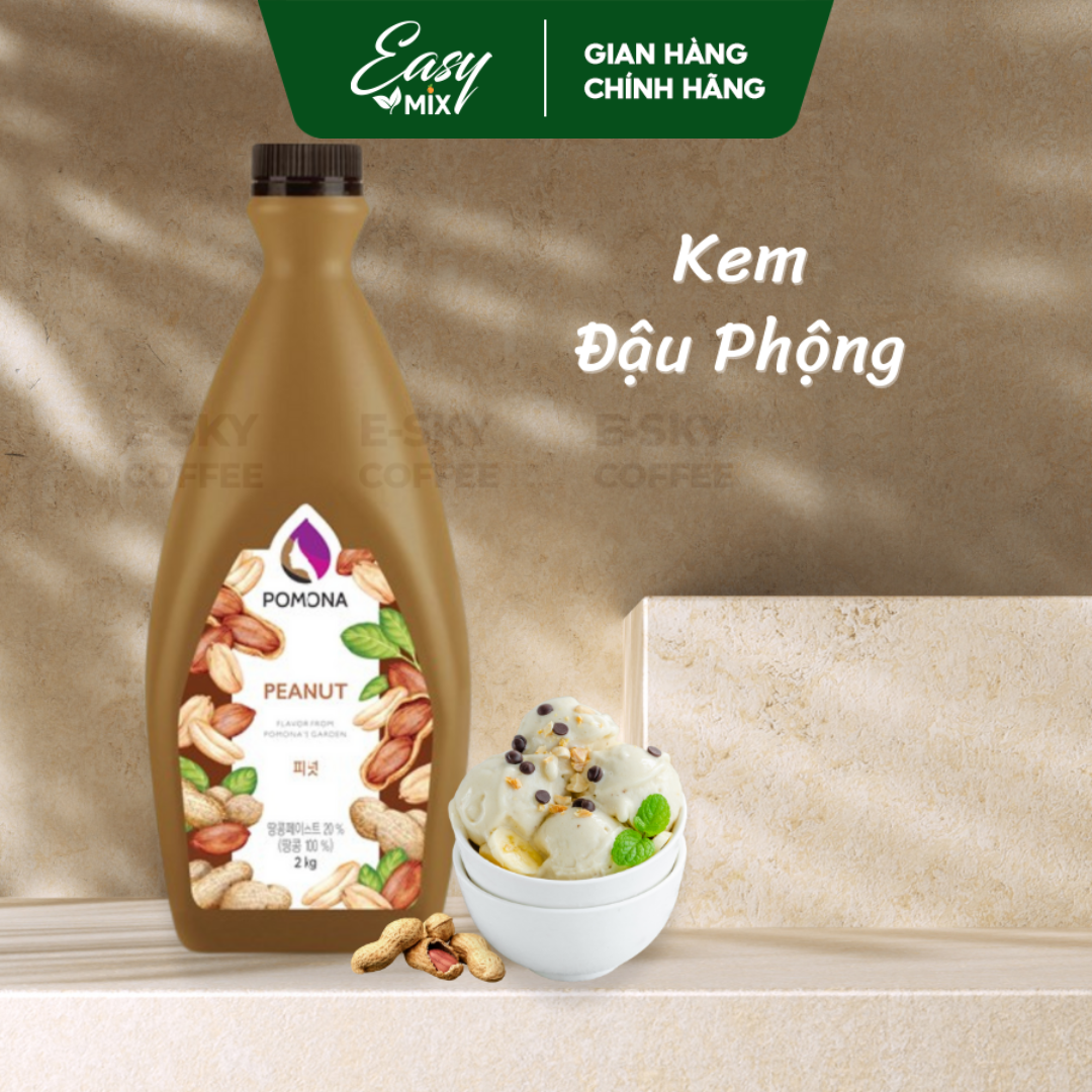 Sốt Đậu Phộng POMONA Peanut Sauce Nguyên Liệu Pha Chế Hàn Quốc Chai 2kg