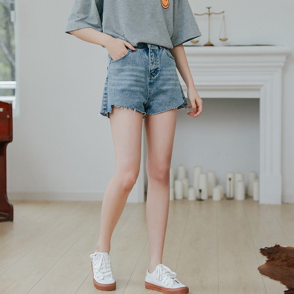 Quần short jeans nữ cá tính ống rộng