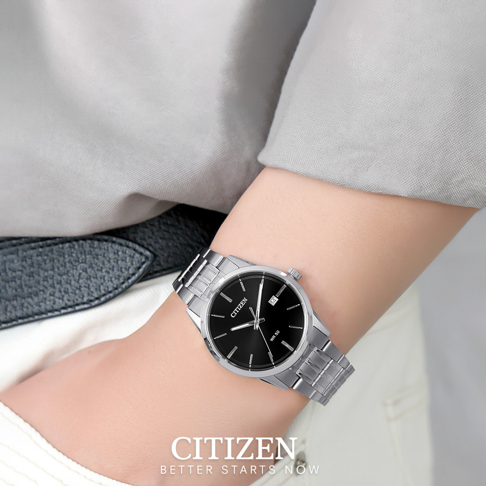 Đồng Hồ Nam Citizen Pin-Quartz Dây Thép Không Gỉ BI5000-52E - Mặt Đen (39mm)